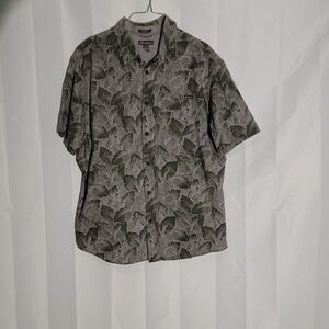 Eddie Bauer Classic Fit 100% Cotton Men's Green Leaf Print Shirt Size Xl